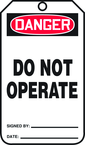 Safety Tag, Danger Do Not Operate , 25/Pk, Plastic - USA Tool & Supply