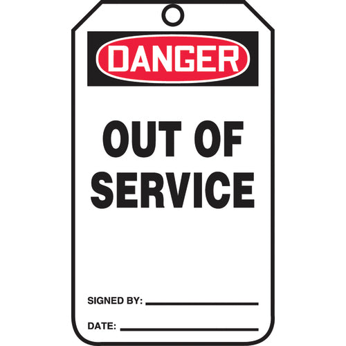Safety Tag, Danger Out Of Service, 25/Pk, Cardstock - USA Tool & Supply