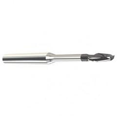 1.5mm Dia. - 2.2mm LOC - 38mm OAL - .25mm C/R 2 FL Carbide End Mill with 2.2mm Reach-Nano Coated - USA Tool & Supply