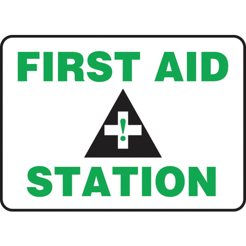 Sign, First Aid Station, 10″ × 14″, Vinyl - USA Tool & Supply