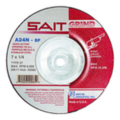 7″ × 1/4″ × 7/8″ - Aluminum Oxide A24R - Depressed Center Wheel - USA Tool & Supply