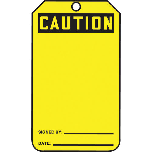 Safety Tag, Caution (Blank), 25/Pk, Cardstock - USA Tool & Supply