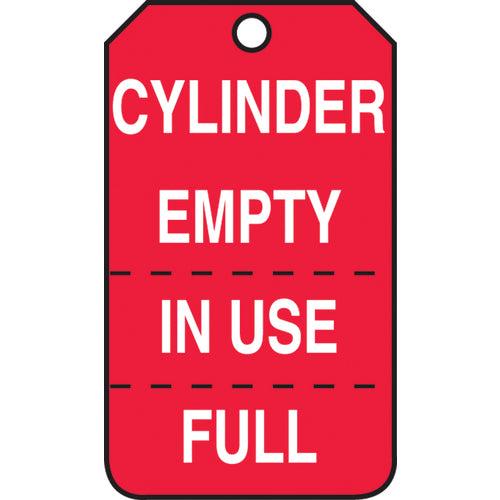 Cylinder Tag, Cylinder Empty, In Use, Full (Perforated), 25/Pk, Cardstock - USA Tool & Supply