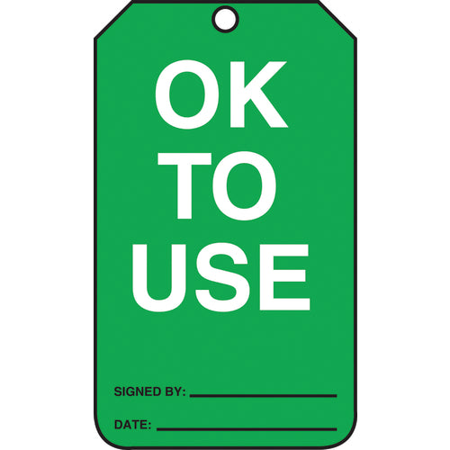 Cylinder Tag, OK To Use, 25/Pk, Cardstock - USA Tool & Supply