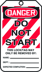 Lockout Tag, Danger Do Not Start, 25/Pk, Plastic - USA Tool & Supply