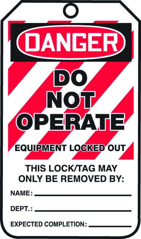 Lockout Tag, Danger Do Not Operate Equipment Locked Out, 25/Pk, Plastic - USA Tool & Supply