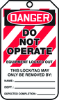 Lockout Tag, Danger Do Not Operate Equipment Locked Out, 25/Pk, Laminate - USA Tool & Supply