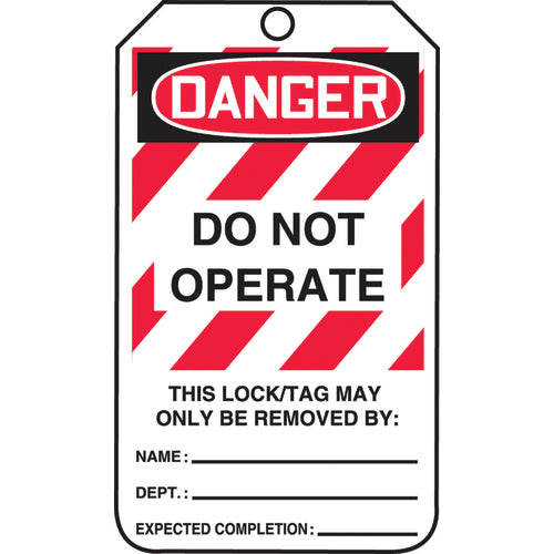 Lockout Tag, Danger Do Not Operate, 25/Pk, Cardstock - USA Tool & Supply