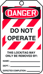 Lockout Tag, Danger Do Not Operate, 25/Pk, Laminate - USA Tool & Supply