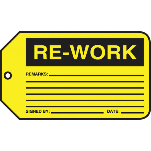 Production Control Tag, Re-Work, 25/Pk, Cardstock - USA Tool & Supply