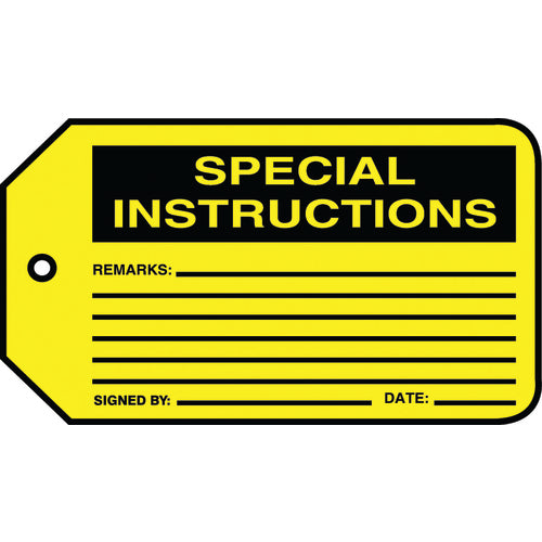 Production Control Tag, Special Instructions, 25/Pk, Cardstock - USA Tool & Supply
