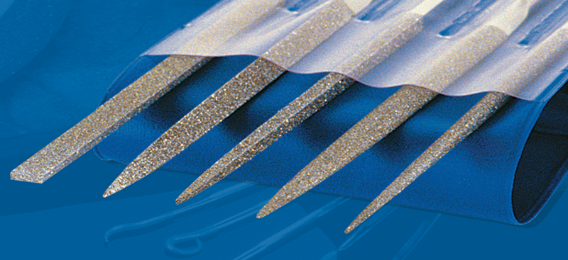 2-3/4'' Diamond Length - 5-1/2'' OAL (Various) - Medium Grit - 5 pc. Set Diamond Needle File - USA Tool & Supply
