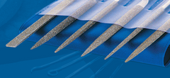 2-3/4'' Diamond Length - 5-1/2'' OAL (Various) - Medium Grit - 6 pc. Set Diamond Needle File - USA Tool & Supply