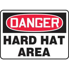 Sign, Danger Hard Hat Area, 7″ × 10″, Plastic - USA Tool & Supply