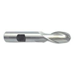 9/16'' Dia. - 3'' OAL - Uncoated HSS - Ball End SE EM - 2 FL - USA Tool & Supply