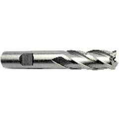 14.5mm Dia. x 3-3/8 Overall Length 4-Flute Square End High Speed Steel SE End Mill-Round Shank-Non-Center Cut-Uncoated - USA Tool & Supply