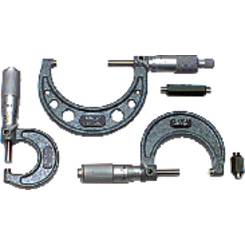 0-3″ Measuring Range-0.001″ Graduation - Ratchet Thimble - Carbide Face - Outside Micrometer Set - USA Tool & Supply