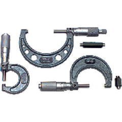 0-3″ Measuring Range-0.001″ Graduation - Ratchet Thimble - Carbide Face - Outside Micrometer Set - USA Tool & Supply