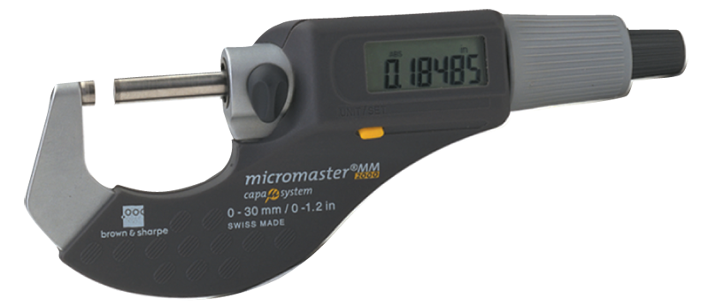 1 - 2" / 25 - 50mm Measuring Range - .0002 Accur. - Friction Thimble - Carbide Face - Micromaster Electronic Outside Micrometer - USA Tool & Supply