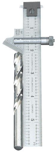 #22C - 6" Length; 59° Bevel Head (Graduation in 32nds) - Drill Point Gage - USA Tool & Supply
