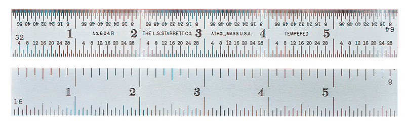 #C604R-6 - 6'' Long - 4R Graduation - 3/4'' Wide - Spring Tempered Chrome Scale - USA Tool & Supply