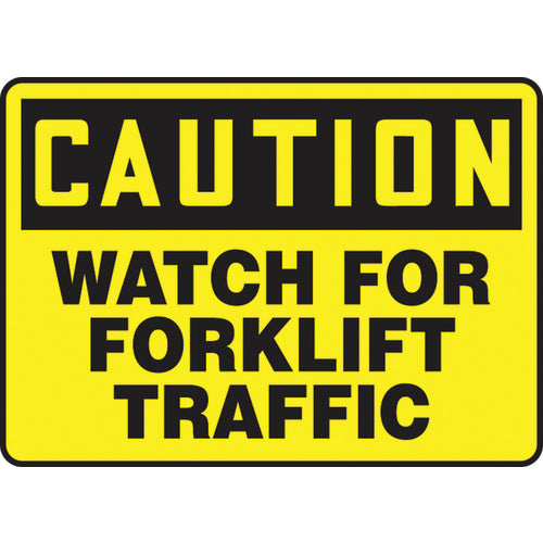 Sign, Caution Watch For Forklift Traffic, 10″ × 14″, Aluminum - USA Tool & Supply