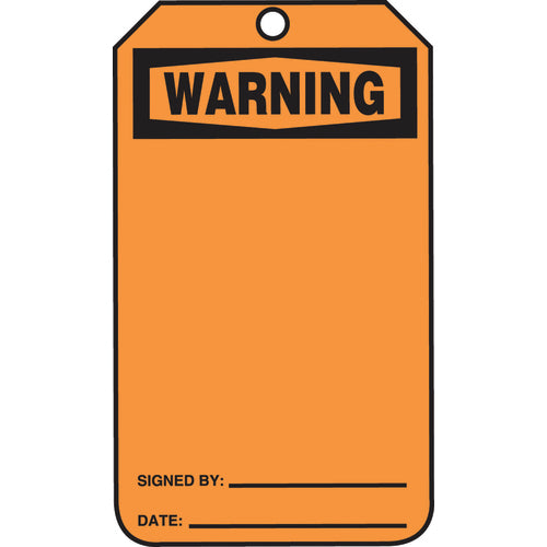 Safety Tag, Warning (Blank), 25/Pk, Cardstock - USA Tool & Supply