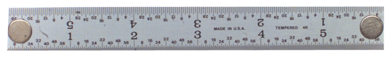 #502-048MG - 48'' Long - 5R Graduation - 1-1/4'' Wide - Rigid Magnet Rule - USA Tool & Supply