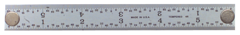 #402-018MG - 18'' Long - 4R Graduation - 1-1/8'' Wide - Rigid Magnet Rule - USA Tool & Supply
