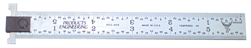 #402-H24 - 24'' Long - 4R Graduation - 1-1/8'' Wide - Hook Rule - USA Tool & Supply