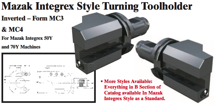 Mazak Integrex Style Turning Toolholder (Inverted Ð Form MC3 Right Hand) - Part #: CNC86 M33.6032R (Top) - USA Tool & Supply