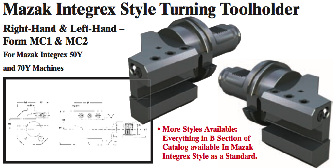 Mazak Integrex Style Turning Toolholder (Form MC2 Left-Hand) - Part #: CNC86 M32.5025L (Bottom) - USA Tool & Supply