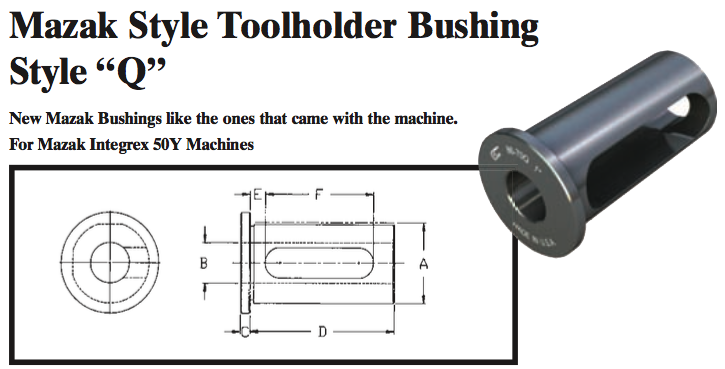Mazak Style "Q" Toolholder Bushing  - (OD: 2" x ID: 40mm) - Part #: CNC 86-70Q 40mm - USA Tool & Supply