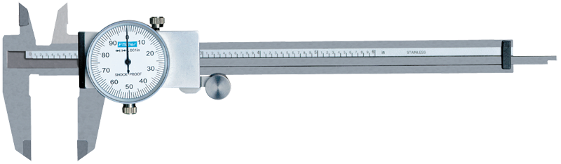 0 - 4'' Measuring Range (.001" Grad.) - Shockproof Steel Dial Caliper - #52-008-714 - USA Tool & Supply