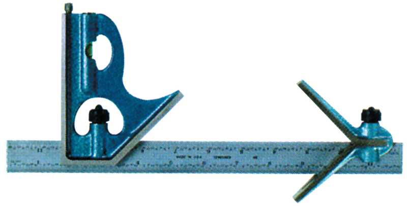 #52-386-012 - 12'' - 4R Graduation - Satin Chrome - 3 Piece Combination Square Set - USA Tool & Supply