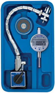 Set Contains: 1"/25mm .0005/.01mm w/Flex Arm Mag Base - Electronic Indicator with Flex Arm Mag Base - USA Tool & Supply