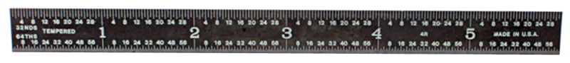 #401-024EZ - 24'' Long - 4R Graduation - 3/4'' Wide - E-Z Read Black Chrome Flexible Scale - USA Tool & Supply