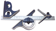#7128-300H - 300mm - Metric Graduation - Blade - 4 Piece Combinatioin Square Set - USA Tool & Supply