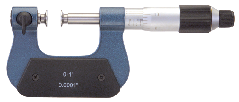 0 - 1'' Measuring Range - .0001 Graduation - Friction Thimble - High Speed Steel Face - Interchangeable Anvil Micrometer - USA Tool & Supply