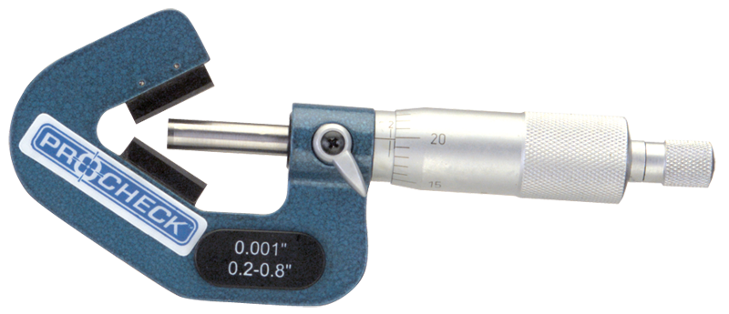 1.8 - 2.6'' Measuring Range - .001 Graduation - Ratchet Thimble - High Speed Steel Face - 5-Flute V-Anvil Micrometer - USA Tool & Supply