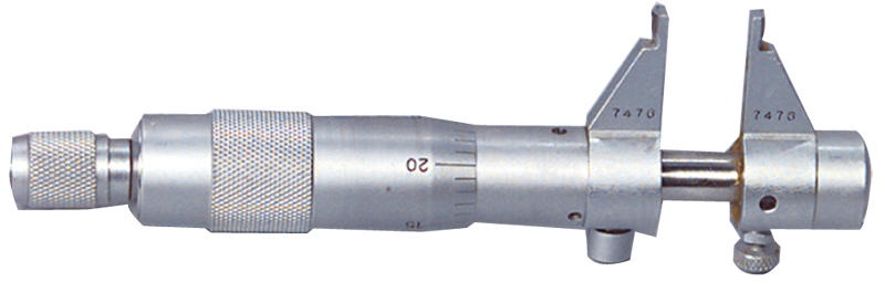 1 - 2'' Measuring Range - .001 Graduation - Ratchet Thimble - Hardened & Ground Face - Inside Micrometer - USA Tool & Supply