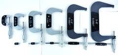 0 - 6'' Measuring Range - .0001 Graduation - Ratchet Thimble - Carbide Face - Outside Micrometer Set - USA Tool & Supply