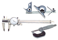 Kit Contains: 0-1" Outside Ratchet Micrometer; 6" Dial Caliper; 4 Piece 12" 4R Combination Square - 6 Piece Layout & Inspection Kit - USA Tool & Supply