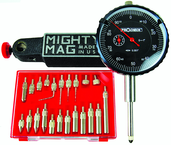 Kit Contains: 1" Procheck Indicator; Mighty Mag Base; And 22 Piece Contact Point Kit - Economy Indicator/Magnetic Base Set - USA Tool & Supply