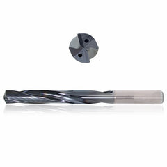 0.4375 mm Dia. × 12 mm Shank × 114 mm Flute Length × 162 mm OAL, 8xD, 135°, Sistral, 2 Flute, Coolant Thru, h6, Cylindrical, Solid Carbide Drill