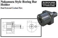 Nakamura Style Boring Bar Holder (Dual External Coolant Flow) - Part #: NK52.3010 - USA Tool & Supply