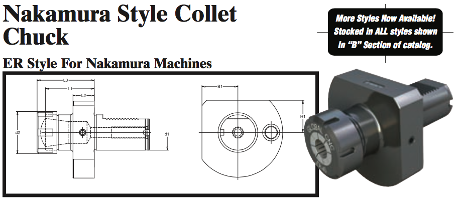 Nakamura Style Collet Chuck (ER Style For Nakamura Machines) - Part #: NK53.4025 - USA Tool & Supply
