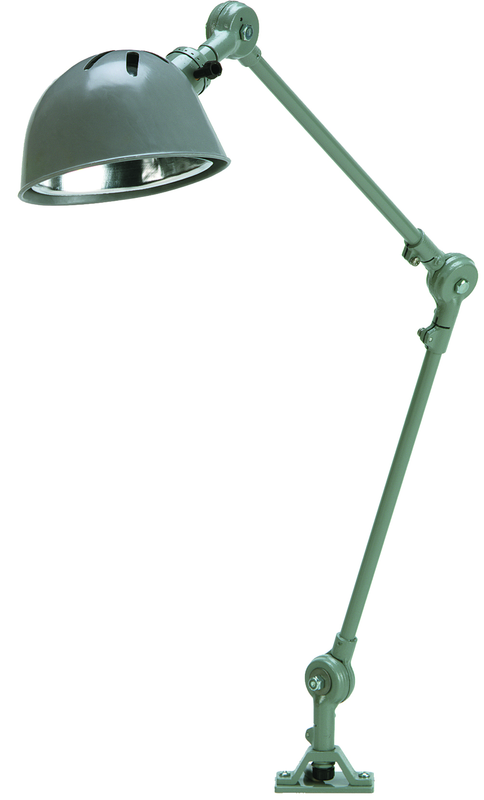 14" Uniflex Machine Lamp; 120V, 60 Watt Incandescent Light, Screw Down Base, Oil Resistant Shade, Gray Finish - USA Tool & Supply