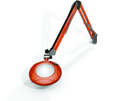 Green-Lite® 5" Brilliant Orange Round LED Magnifier; 43" Reach; Table Edge Clamp - USA Tool & Supply