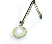 Green-Lite® 5" Shadow White Round LED Magnifier; 43" Reach; Table Edge Clamp - USA Tool & Supply